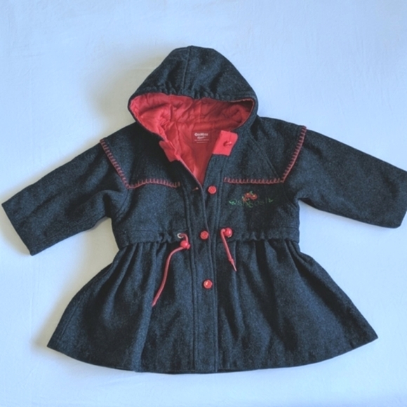 Vintage Osh Kosh girls charcoal gray wool blend coat size 4T / 5T - Picture 1 of 12